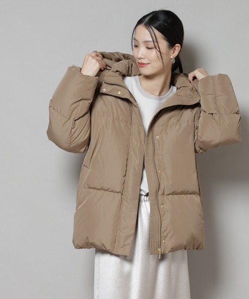 NANO universe（ナノユニバース）の「撥水加工 フードショートダウンコート（ダウンジャケット/コート・レディース・ブラウン/ライトベージュ/ブラック・FREE）」の13枚目の写真