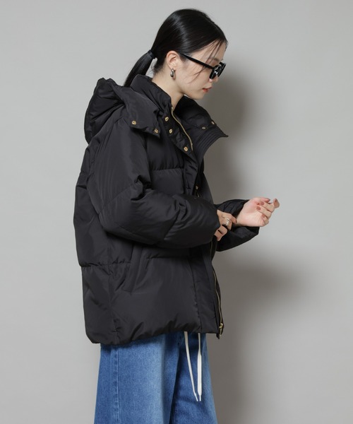 撥水加工 フードショートダウンコート（ダウンジャケット/コート