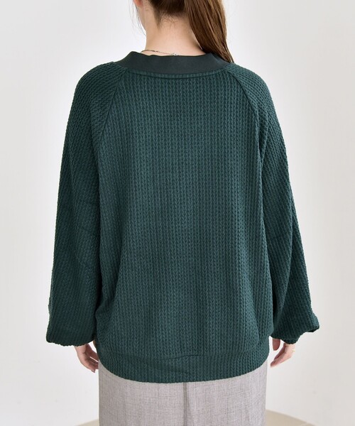 quaranciel(カランシエル)の「quaranciel:〈手洗い可能〉ケーブル ジャージー Vネック プルオーバー(Tシャツ/カットソー・レディース・オフホワイト/グリーン/ブラック・ONE SIZE)」の22枚目の写真