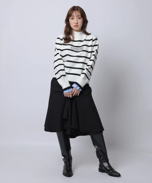 アプワイザーリッシェ★レイヤードビジューロゴニット　黒　タグ付 アプワイザーリッシェ☆レイヤードビジューロゴニット 黒 タグ付