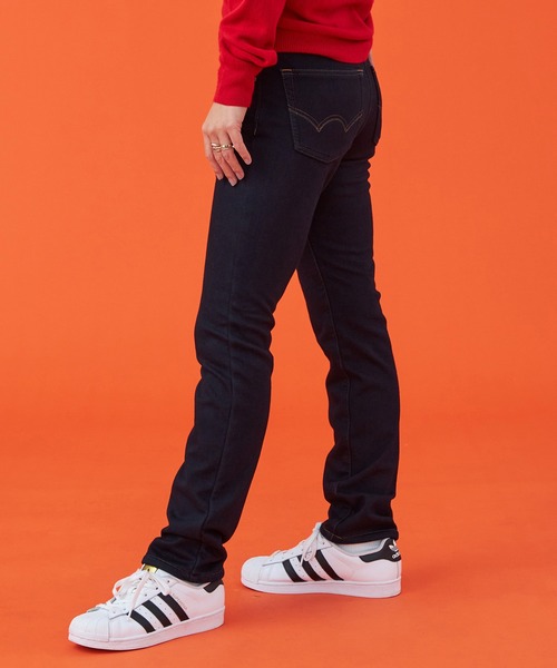 EDWIN(エドウィン)の「EDWIN LADIES 『裏シャギーであったかい。』BODY FIRE ジャージーズスリムストレートデニムパンツ【スタンダードモデル】【暖】【冬用】(デニムパンツ・レディース・インディゴブルー/ダークインディゴブルー/ブラック/グレー系その他/オリーブ・X-SMALL/SMALL/MEDIUM/LARGE)」の13枚目の写真