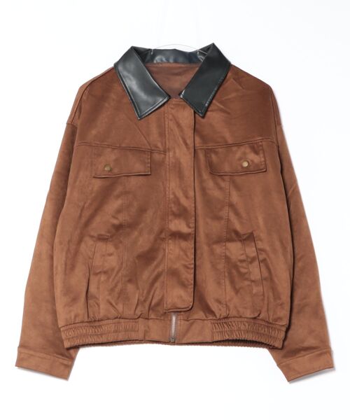 STYLEBLOCK(スタイルブロック)の「異素材切替スエードブルゾン(その他アウター・レディース・ブラック/アイボリー/ブラウン・FREE)」の8枚目の写真