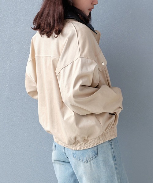 STYLEBLOCK(スタイルブロック)の「異素材切替スエードブルゾン(その他アウター・レディース・ブラック/アイボリー/ブラウン・FREE)」の9枚目の写真