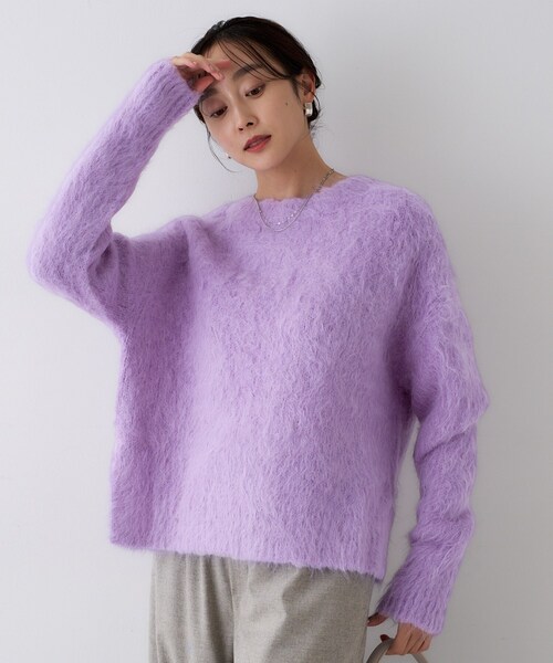 UNTITLED（アンタイトル）の「【ゆったり】アルパカ混シャギーニット（ニット/セーター・レディース・グレー/ライトパープル/ライトブルー・02）」の11枚目の写真