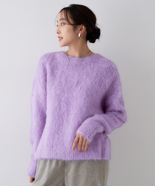 UNTITLED（アンタイトル）の「【ゆったり】アルパカ混シャギーニット（ニット/セーター・レディース・グレー/ライトパープル/ライトブルー・02）」の12枚目の写真