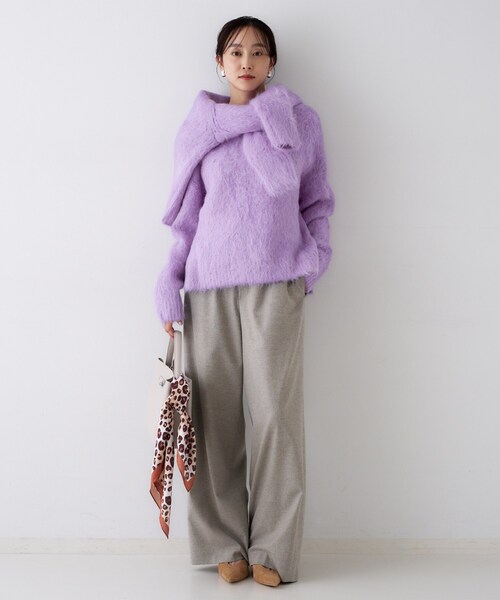 UNTITLED（アンタイトル）の「【ゆったり】アルパカ混シャギーニット（ニット/セーター・レディース・グレー/ライトパープル/ライトブルー・02）」の13枚目の写真