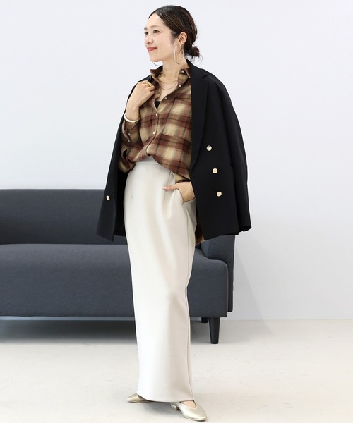 Aletta vita（アレッタビータ）の「【選べる着丈】ダンボールスリットロングスカート（スカート・レディース・オフホワイト/ブラック/グレイッシュベージュ・M/MT）」の8枚目の写真