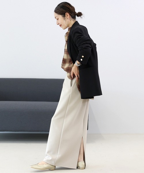 Aletta vita（アレッタビータ）の「【選べる着丈】ダンボールスリットロングスカート（スカート・レディース・オフホワイト/ブラック/グレイッシュベージュ・M/MT）」の9枚目の写真