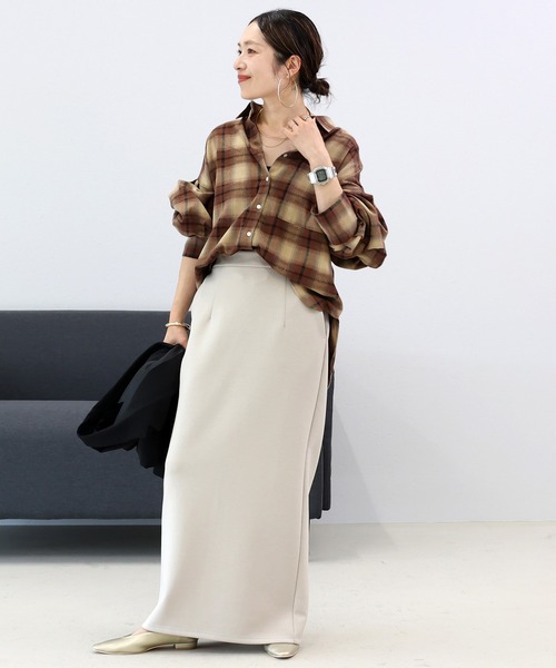 Aletta vita（アレッタビータ）の「【選べる着丈】ダンボールスリットロングスカート（スカート・レディース・オフホワイト/ブラック/グレイッシュベージュ・M/MT）」の10枚目の写真