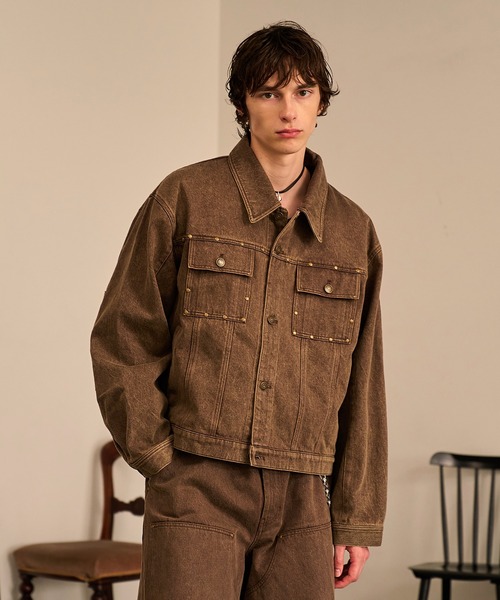 フォルテフォルテ　デニム　ジャケット Studded Washed Denim Jacket/スタッズウォッシュドデニムジャケット