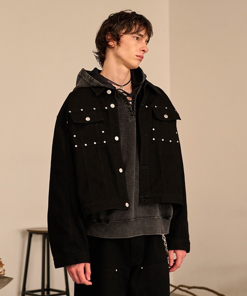 フォルテフォルテ デニム ジャケット Studded Washed Denim Jacket