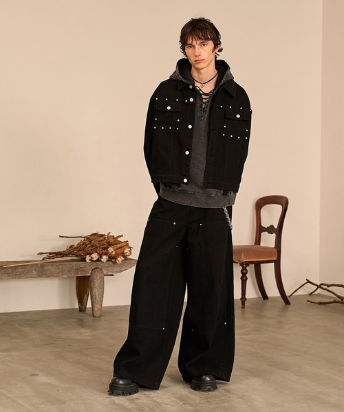 Forte(フォルテ)(フォルテ)の「Studded Washed Denim Jacket/スタッズウォッシュドデニムジャケット(デニムジャケット・メンズ・ブラック/ブラウン/グレー・MEDIUM/LARGE)」の7枚目の写真