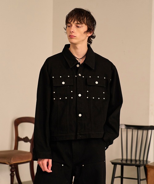 Studded Washed Denim Jacket/スタッズウォッシュドデニムジャケット