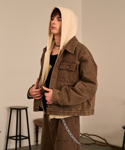 Forte(フォルテ)(フォルテ)の「Studded Washed Denim Jacket/スタッズウォッシュドデニムジャケット(デニムジャケット・メンズ・ブラック/ブラウン/グレー・MEDIUM/LARGE)」の12枚目の写真