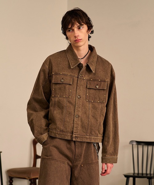 フォルテフォルテ　デニム　ジャケット Studded Washed Denim Jacket/スタッズウォッシュドデニムジャケット