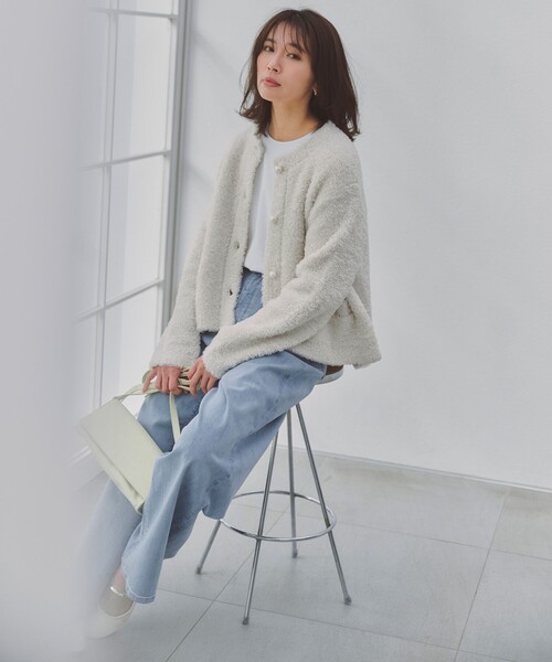 UNFILO(アンフィーロ)の「【STORY×UNFILO】シャギーニット カーディガン(カーディガン/ボレロ・レディース・ベージュ系/ライトイエロー系/ブラック系・MEDIUM/SMALL)」の14枚目の写真