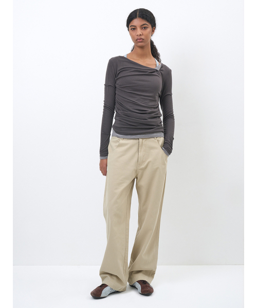 PARTIMENTO WOMEN(パルティメントウィメン)の「ダブルフェイステッドピンタックドレープトップ2PACK_チャコール(Tシャツ/カットソー・レディース・その他・SMALL/MEDIUM)」の2枚目の写真