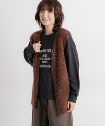 studio CLIP | 5ゲージフェザーヤーンワイドジップベスト(ベスト)