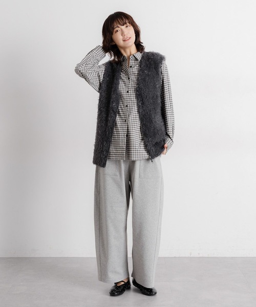 studio CLIP（スタディオクリップ）の「5ゲージフェザーヤーンワイドジップベスト（ベスト・レディース・ブラウン/チャコール/アイボリー/グレー・FREE）」の8枚目の写真