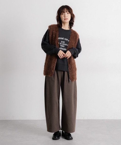 studio CLIP（スタディオクリップ）の「5ゲージフェザーヤーンワイドジップベスト（ベスト・レディース・ブラウン/チャコール/アイボリー/グレー・FREE）」の11枚目の写真