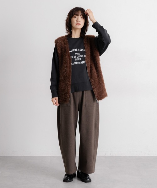 studio CLIP（スタディオクリップ）の「5ゲージフェザーヤーンワイドジップベスト（ベスト・レディース・ブラウン/チャコール/アイボリー/グレー・FREE）」の12枚目の写真