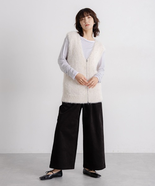 studio CLIP（スタディオクリップ）の「5ゲージフェザーヤーンワイドジップベスト（ベスト・レディース・ブラウン/チャコール/アイボリー/グレー・FREE）」の16枚目の写真