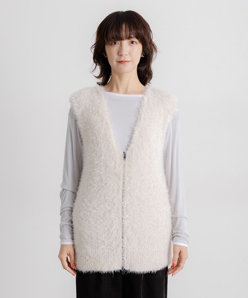 studio CLIP（スタディオクリップ）の「5ゲージフェザーヤーンワイドジップベスト（ベスト・レディース・ブラウン/チャコール/アイボリー/グレー・FREE）」の17枚目の写真