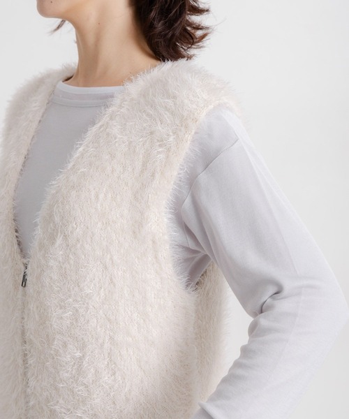 studio CLIP（スタディオクリップ）の「5ゲージフェザーヤーンワイドジップベスト（ベスト・レディース・ブラウン/チャコール/アイボリー/グレー・FREE）」の22枚目の写真