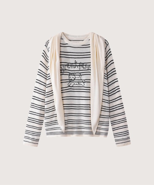LA POMME jours（ラポミ・ジュール）の「Causal Stripe Long Sleeve T（Tシャツ/カットソー・レディース・グレー/ブルー/ホワイト・SMALL/MEDIUM/LARGE）」の2枚目の写真