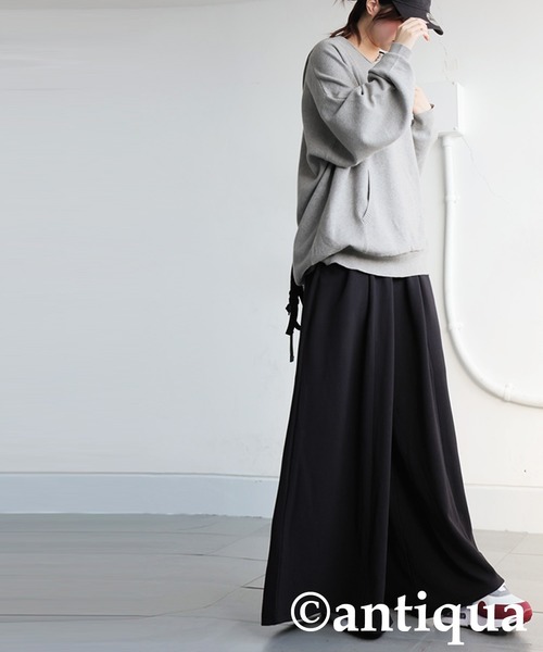 antiqua(アンティカ)の「ワイドイージーパンツ(その他パンツ・レディース・チャコールグレー/ブラック・ONESIZE)」の14枚目の写真