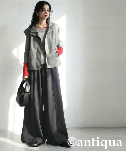 antiqua(アンティカ)の「ワイドイージーパンツ(その他パンツ・レディース・チャコールグレー/ブラック・ONESIZE)」の12枚目の写真