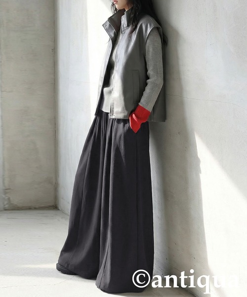 antiqua(アンティカ)の「ワイドイージーパンツ(その他パンツ・レディース・チャコールグレー/ブラック・ONESIZE)」の11枚目の写真