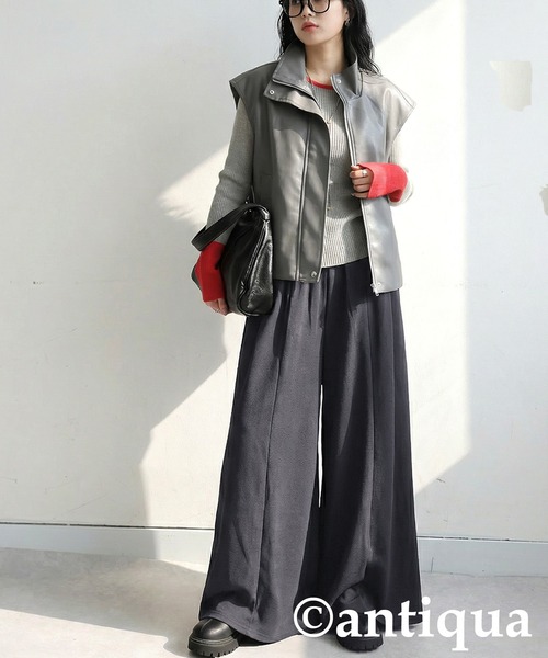 antiqua(アンティカ)の「ワイドイージーパンツ(その他パンツ・レディース・チャコールグレー/ブラック・ONESIZE)」の9枚目の写真