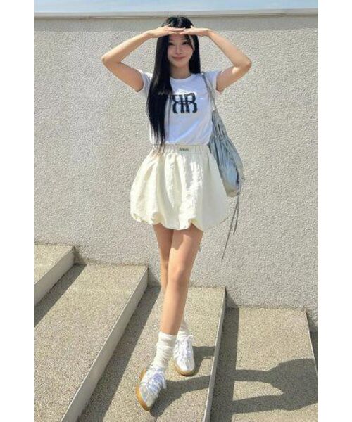 セール】Nylon Shirred Balloon Skirt - Ivory（スカート）｜ROCKCAKE