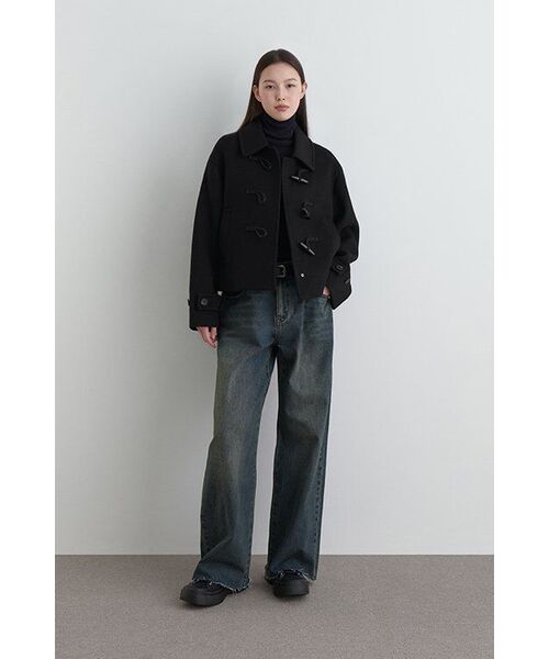 【45rpm 】ダッフルコートコート ショート ブルゾン M ウール aee104b9dc650e22141ff6841e499c