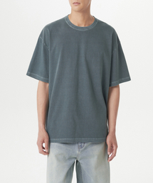 ピグメントオーバーサイズクルーネックTシャツ[ピーコックブルー]