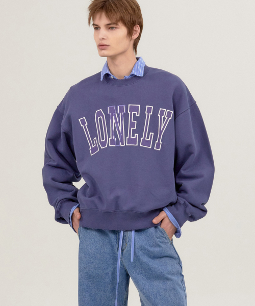 LONELY/LOVELY DAMAGE SWEATSHIRT INDIGO BLUE
