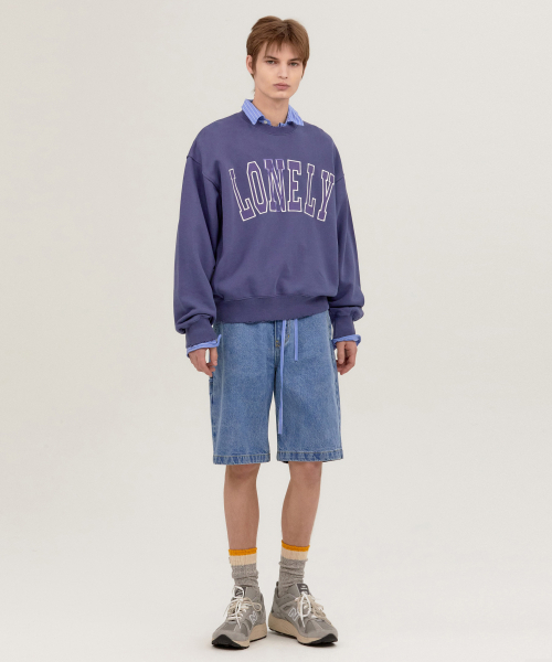 NOHANT(ノアン)の「LONELY/LOVELY DAMAGE SWEATSHIRT INDIGO BLUE(スウェット・メンズ・ダークブルー・SMALL/MEDIUM/LARGE)」の2枚目の写真