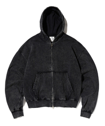 PUNCH DRUNK PARTIES（パンチドランクパーティーズ）の「Crest Logo Vintage Washed Zip-up Hoodie (CHARCOAL)（パーカー）」