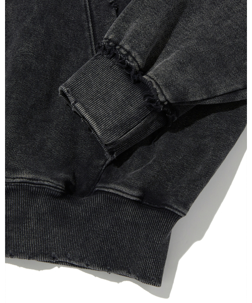 PUNCH DRUNK PARTIES(パンチドランクパーティーズ)の「Crest Logo Vintage Washed Zip-up Hoodie (CHARCOAL)(パーカー・メンズ・その他・1/2/3)」の4枚目の写真