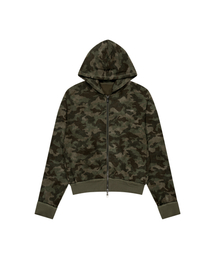 Basic Logo Camouflage Zip-Up Hoodie (Khaki)