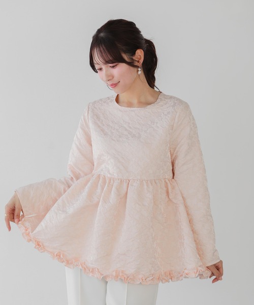 フラワージャガード裾フリルトップス（その他トップス）｜Fit more