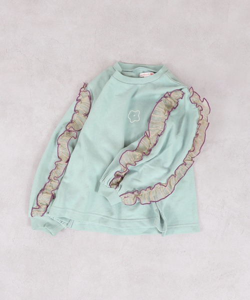 MARKEY'S(マーキーズ)の「ウラケショルダーフリルトレーナー(スウェット・キッズ・チャコール/ホワイト系その他/ライトブルー・80/90/100/110/120/130/140/150)」の4枚目の写真