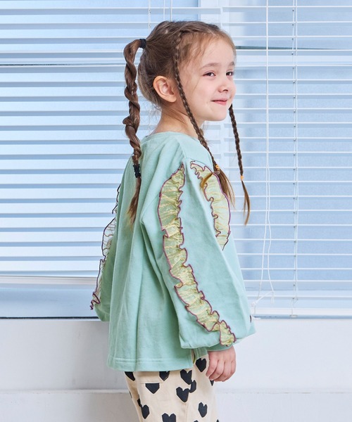 MARKEY'S(マーキーズ)の「ウラケショルダーフリルトレーナー(スウェット・キッズ・チャコール/ホワイト系その他/ライトブルー・80/90/100/110/120/130/140/150)」の5枚目の写真