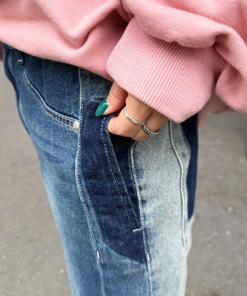 DOUBLE NAME（ダブルネーム）の「MIX DENIM フレアパンツ（その他パンツ・レディース・インディゴブルー/ブルー系その他・FREE）」の12枚目の写真