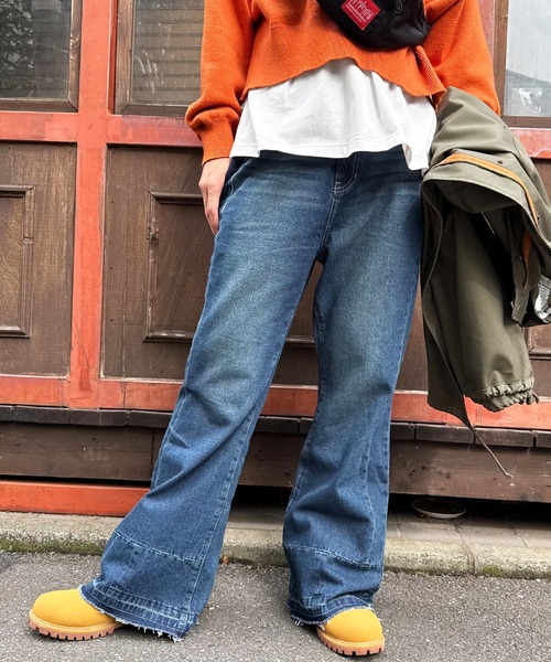 DOUBLE NAME（ダブルネーム）の「MIX DENIM フレアパンツ（その他パンツ・レディース・インディゴブルー/ブルー系その他・FREE）」の14枚目の写真