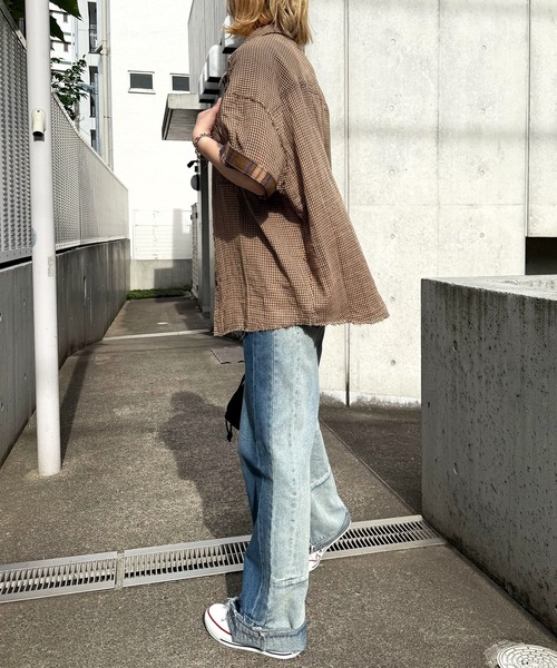 DOUBLE NAME(ダブルネーム)の「MIX DENIM フレアパンツ(その他パンツ・レディース・インディゴブルー/ブルー系その他・FREE)」の18枚目の写真