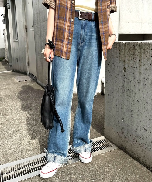 DOUBLE NAME(ダブルネーム)の「MIX DENIM フレアパンツ(その他パンツ・レディース・インディゴブルー/ブルー系その他・FREE)」の20枚目の写真