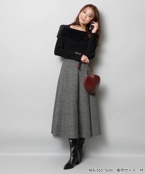 JUSGLITTY(ジャスグリッティー)の「フレアミディスカート(スカート・レディース・ブラックミックス・0/1/2)」の2枚目の写真