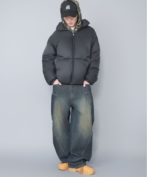 SPINNS（スピンズ）の「中綿フェイクダウンジャケット/短丈アレンジ可能/ユニセックス（ダウンジャケット/コート・メンズ・ブラック/グレイッシュベージュ・L/M）」の8枚目の写真